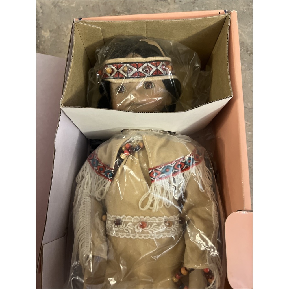 Kingstate The Dollcrafter "Little Dove" Indian 16" Porcelain Doll With  Stand